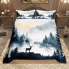 Homewish Safari Deer Bear Duvet Cover Set 2Pcs/3Pcs Woodland Jungle Animal Wildlife Bedding Set Rustic Farmhouse Bed Set
