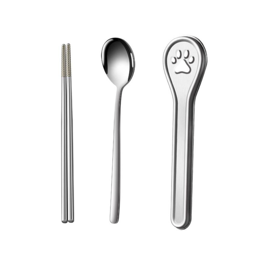

Rust-proof Chopsticks Spoon Set 304 Stainless Steel Curlty Set Travel Tableware Set Outdoor 3Pcs