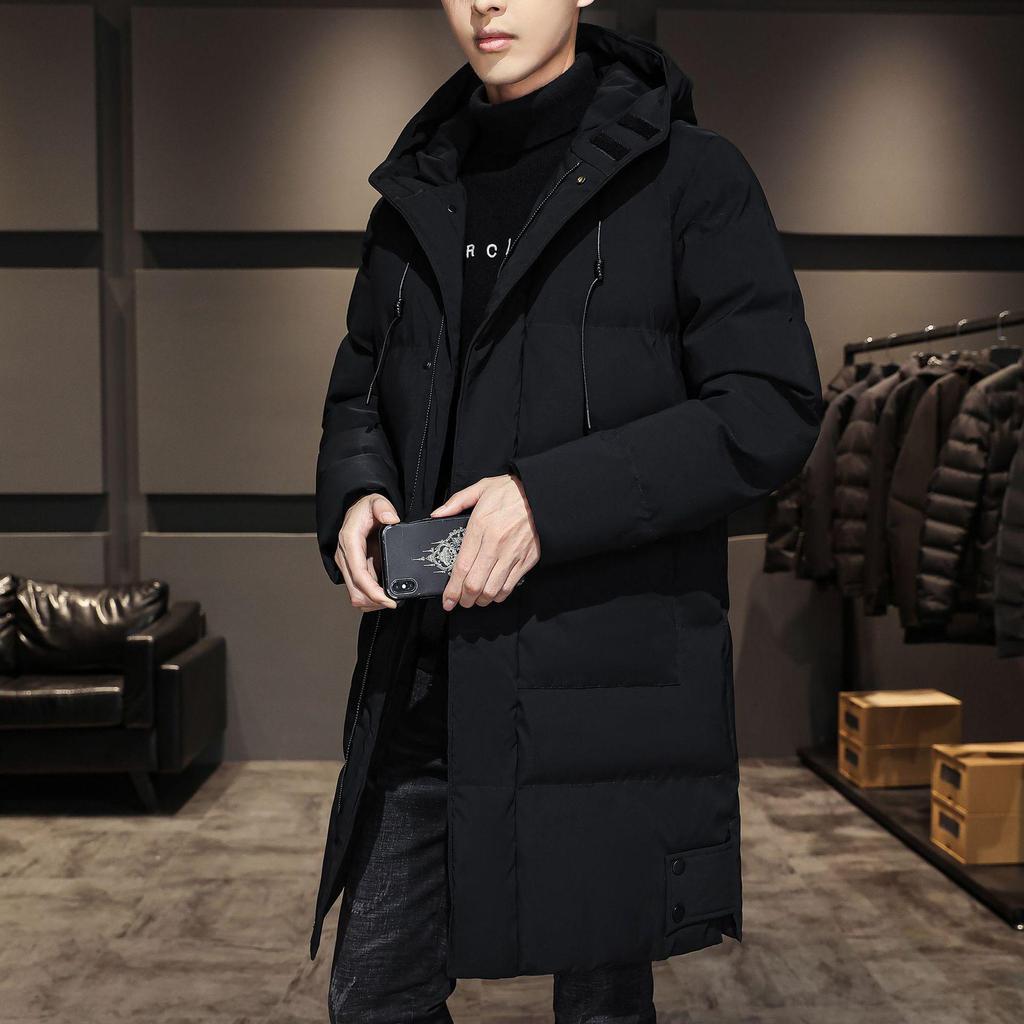 2023 Men's Thickened Mid-Length Korean Style Winter Cotton Coat - Trendy and Warm