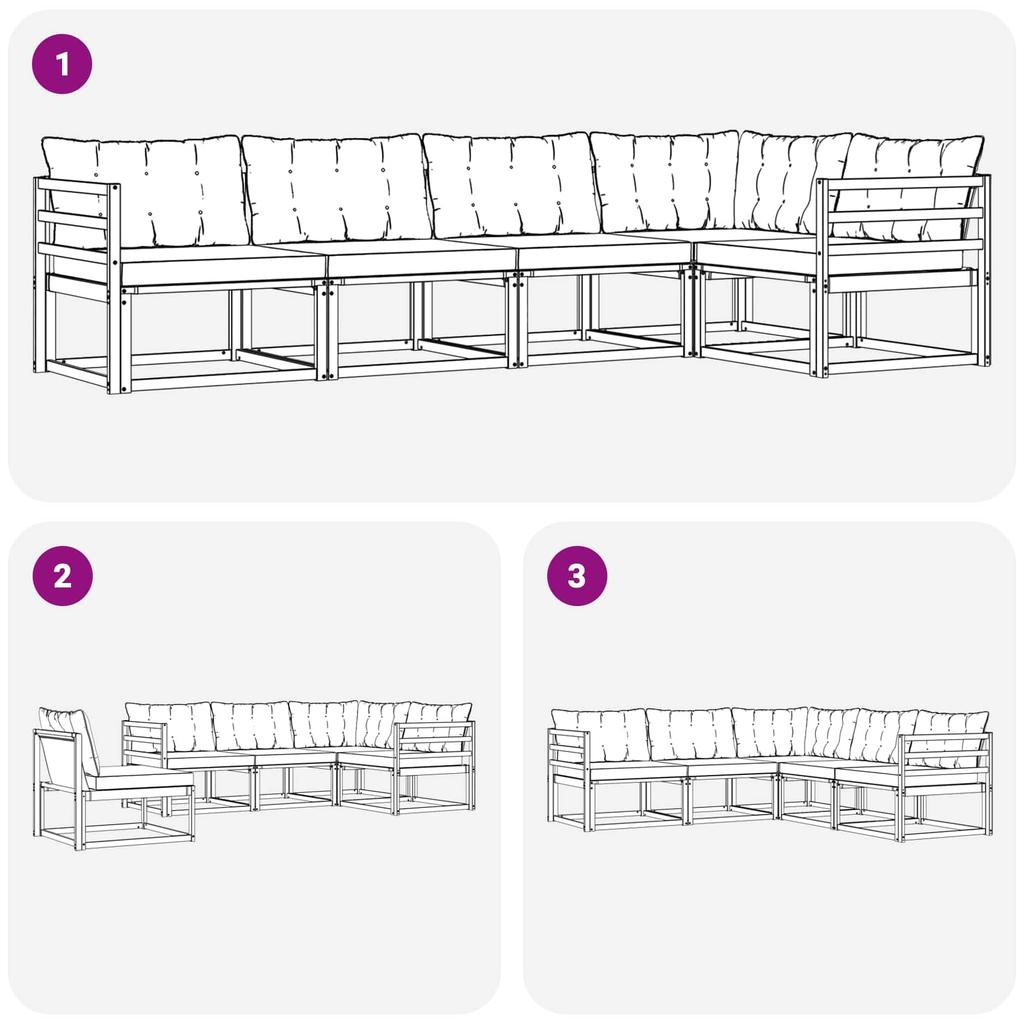 Outdoor Sofa Set with Cushions 5 pcs Natural and Light Grey
