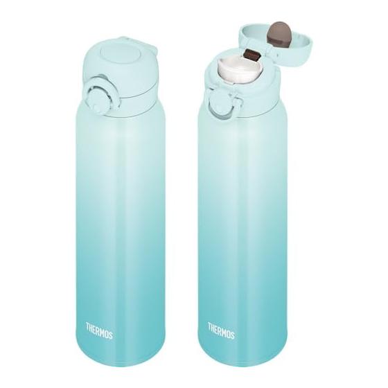 Thermos Water Bottle, Vacuum Insulated Mobile Mug, 750ml, Aqua Green, Easy to Clean with Removable Spout, Lightweight Type, One-touch Open, Stainless