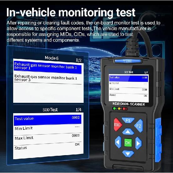 OBD2 Car Scanner Diagnostic Tool Check Engine Fault Code Reader Mode 6,Mode 8 & I/M 24-inch Screen Diagnostic Scanning Tool