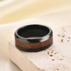 Elegant European & American 8MM Stainless Steel Pinky Ring with Black Wood Grain