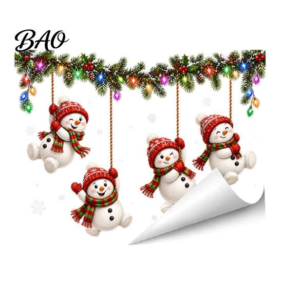 Removable PVC Clings Christmas Static Window Clings, Glass Decals, Snowman Santa Reindeer Nutcracker Holiday Stickers with Snowflakes, Reusable