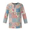 Women's Fashion Casual Three-quarters Sleeve V Neck Floral Print Top