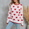 Women's Loose Casual  Fashion Round Neck Heart Sweater Knitted Bottoming Shirt Sweater