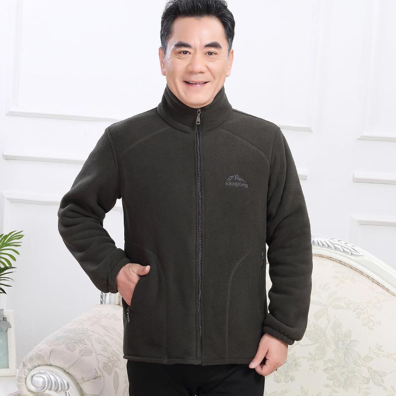 Middle-aged and Elderly Polar Fleece Jacket Men's Casual Sweater Loose Large Size Fleece Large Size