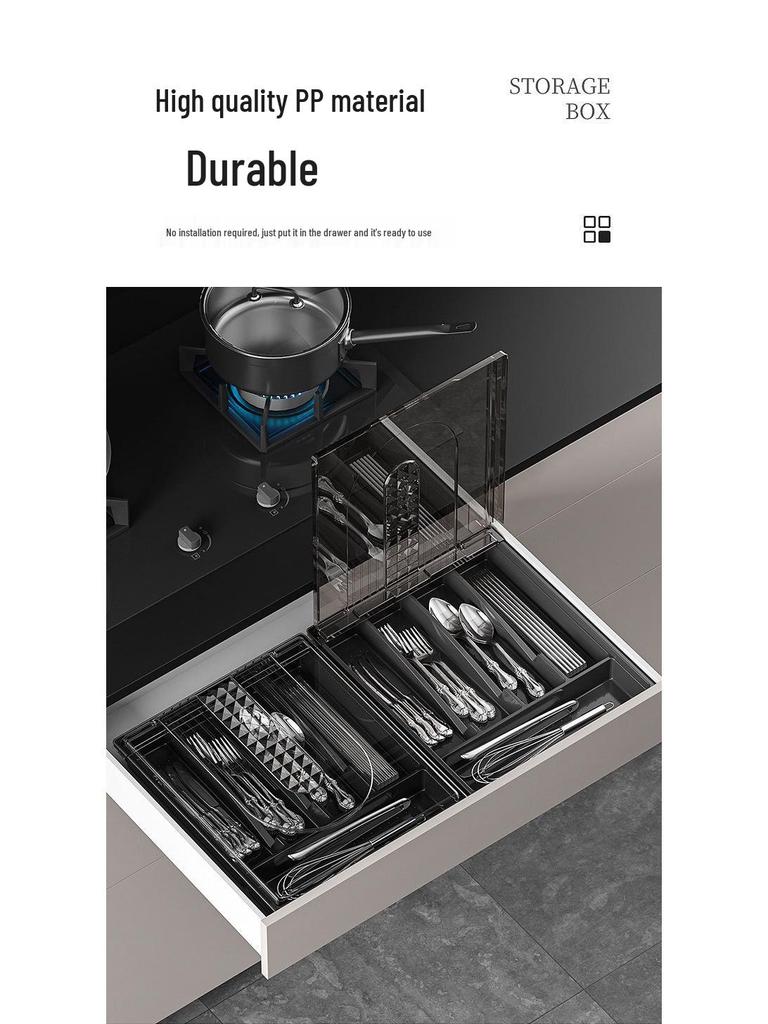 Cross-Border Kitchen Cutlery Set with Dustproof Storage Box and Drawer Divider