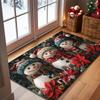 Christmas Snowman Poinsettia Door Mat Patio Sliding Door Laundry Kitchen Service Area Villa Household Decorative Floor Rug