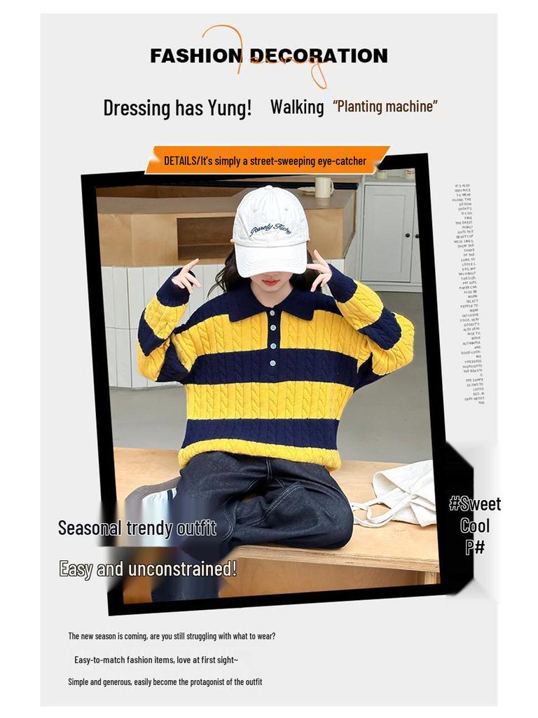 2025 Girls' Korean Style Autumn Casual Set: Fashionable Sweater and Jeans for Spring and Fall