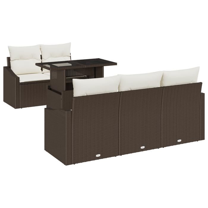 VidaXL Ensemble de 6 canapés de jardin avec coussins en Rattan marron poly 3348914