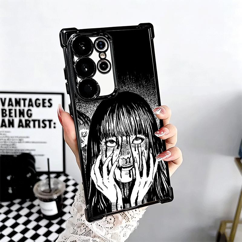 Japanese Horror Anime Plating Phone Case For Samsung Galaxy S24 S25 FE S26 Edge S23 Ultra S22 S21 Plus S20 Anti-Fall Airabag Cov