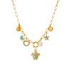 Ocean Vacation Colorful Gold Drop Turtle Starfish Scallop Pendant Necklace