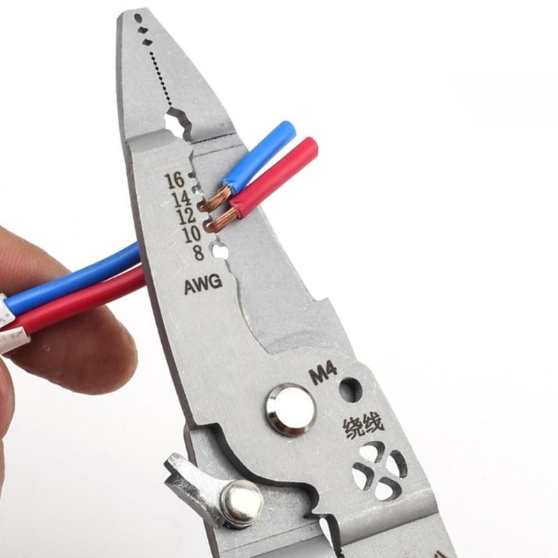 12 in 1 Foldable Wire Stripping Pliers Crimper Cable Cutter Crimping Pliers Terminal Wire Stripping Shearing Cutting