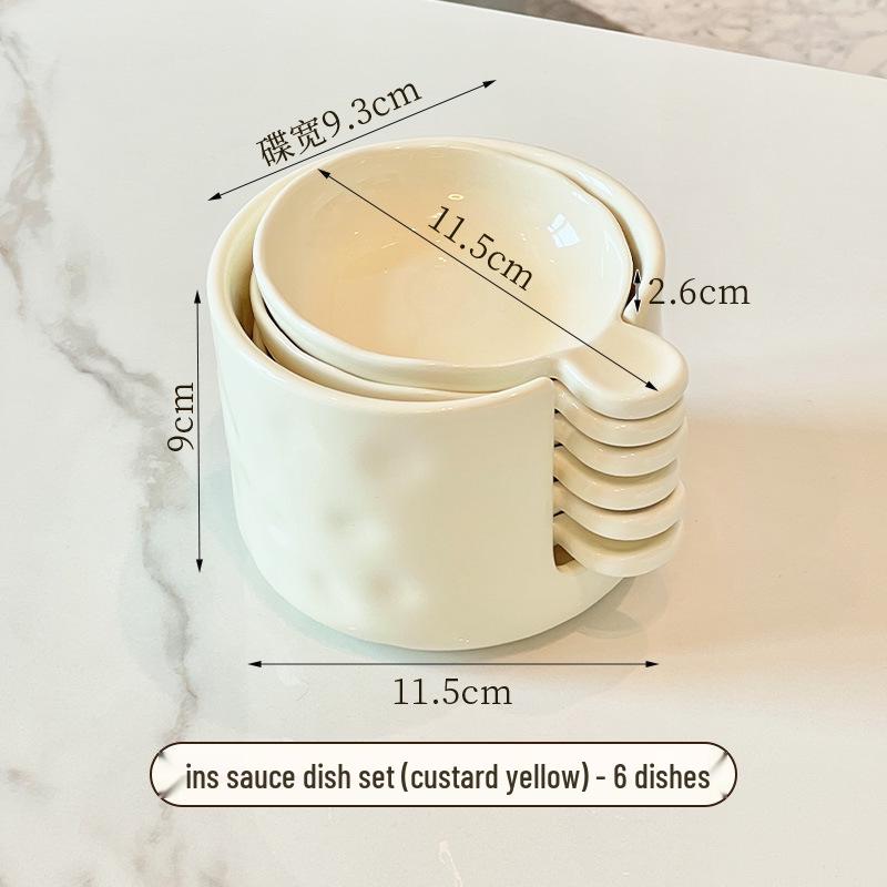Ceramic Cream-Style Dipping Dish for Seasonings and Sauces