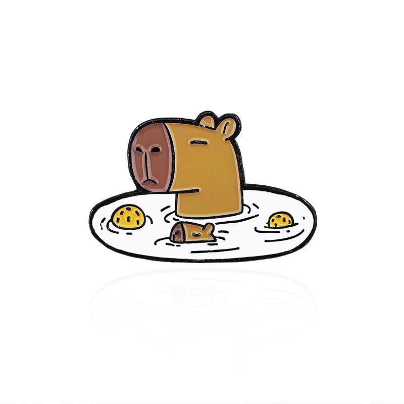Adorable Capybara Prankster Brooch: I Love Hugs Fashion Badge