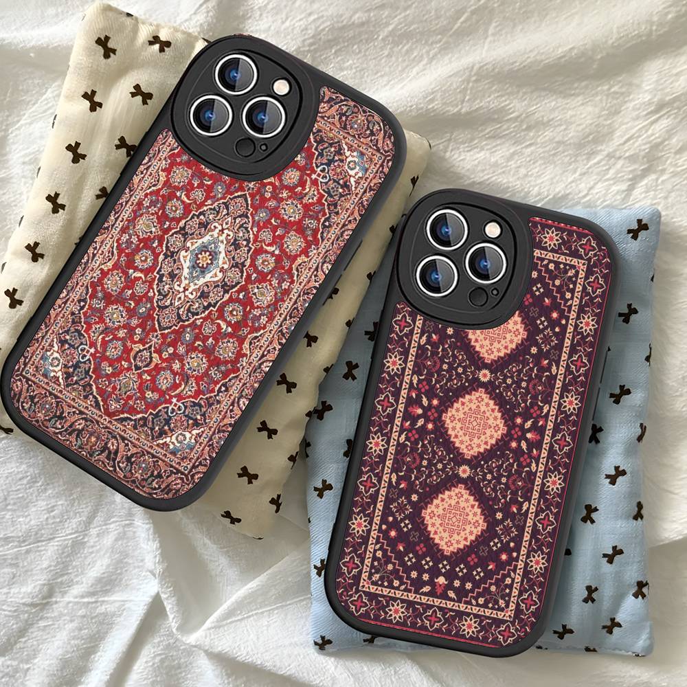 Persian Carpet Floral Pattern Phone Case For IPhone 16 15 14 13 12 11 Pro Max Plus Leather Shockproof Cover