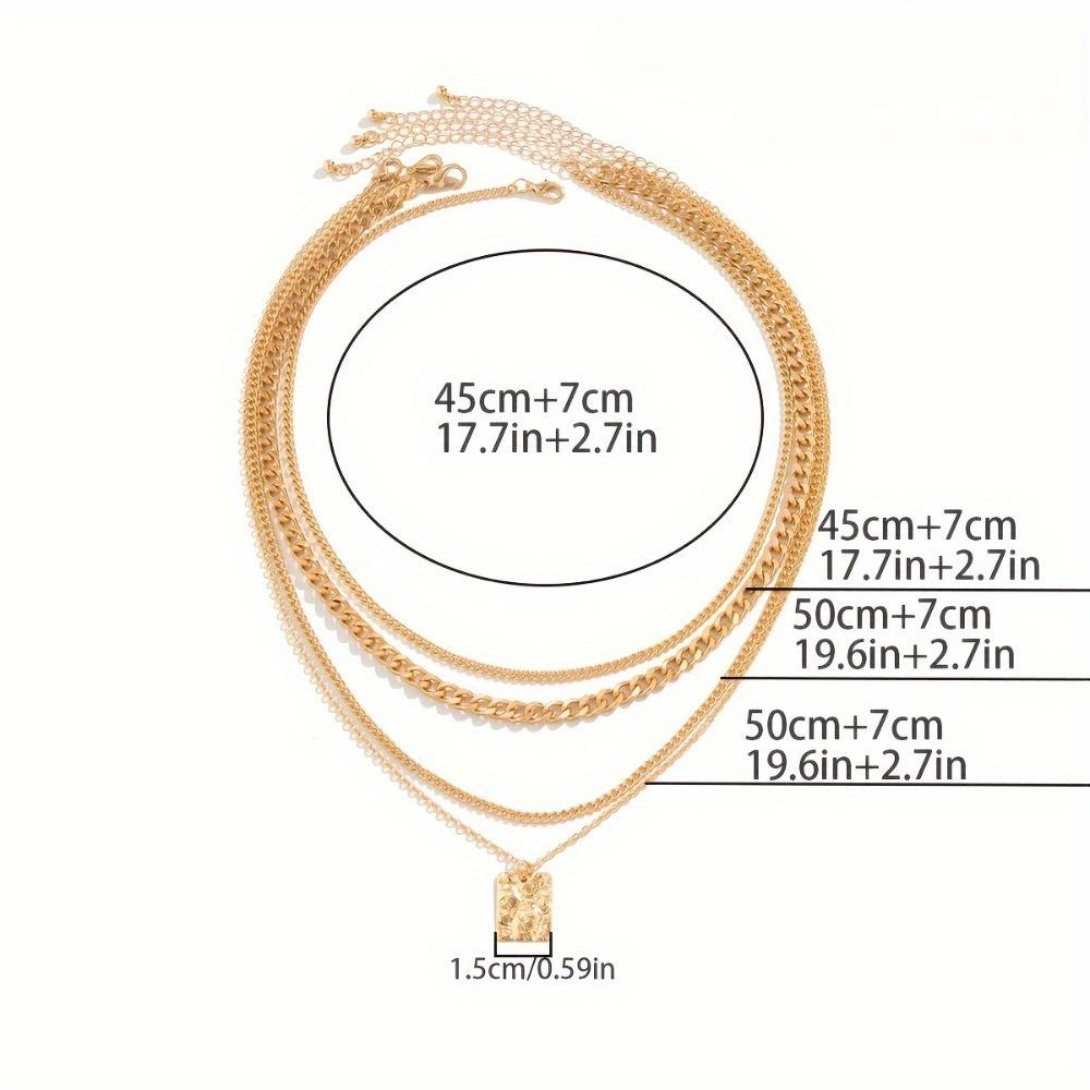4-piece Retro Minimalist Men's Metal Pendant Necklace Set - Fashionable and Avant-garde Men's Personalized Vintage Jewelry