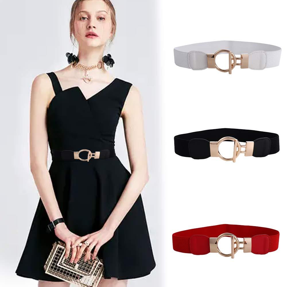 Gold Dress Decor Accessories Round Buckle Clothes Waist Belts Elastic Belts Waistband Cummerbunds