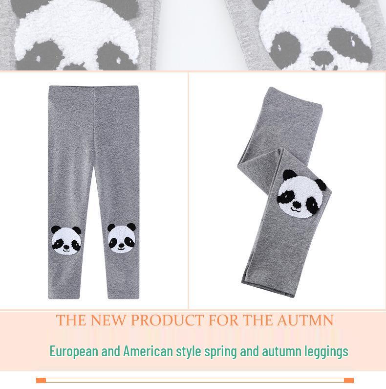Girls' Summer Cotton Panda Embroidered Knit Leggings - Thin Style for Baby/Toddler