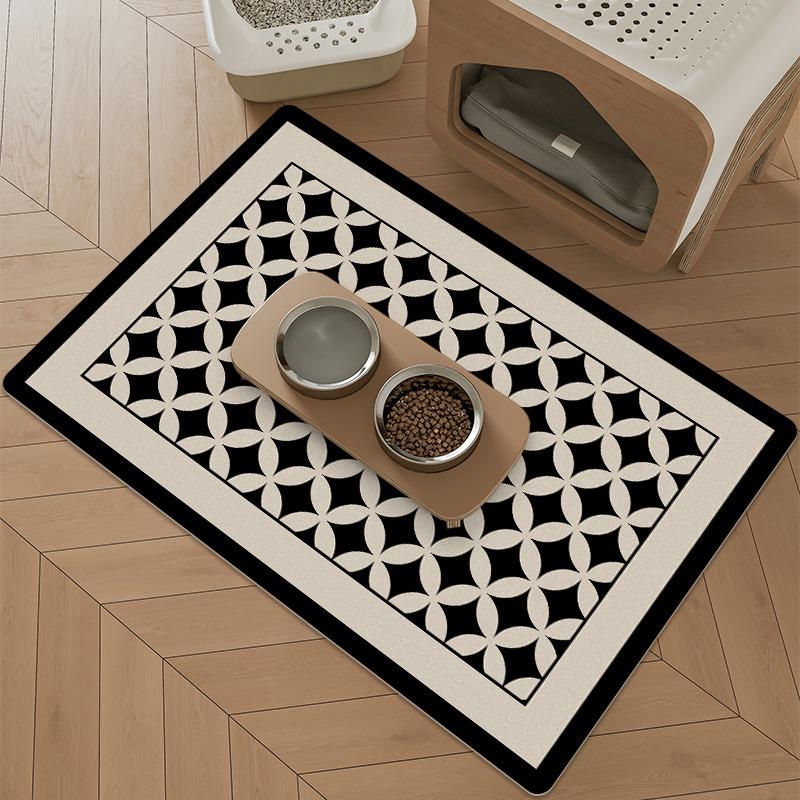 Pet Eating Mat Cat Dog Floor Mats Waterproof Urine-proof Carpet Black White Advanced Minimalist Home Decoration Rug for Kitchen