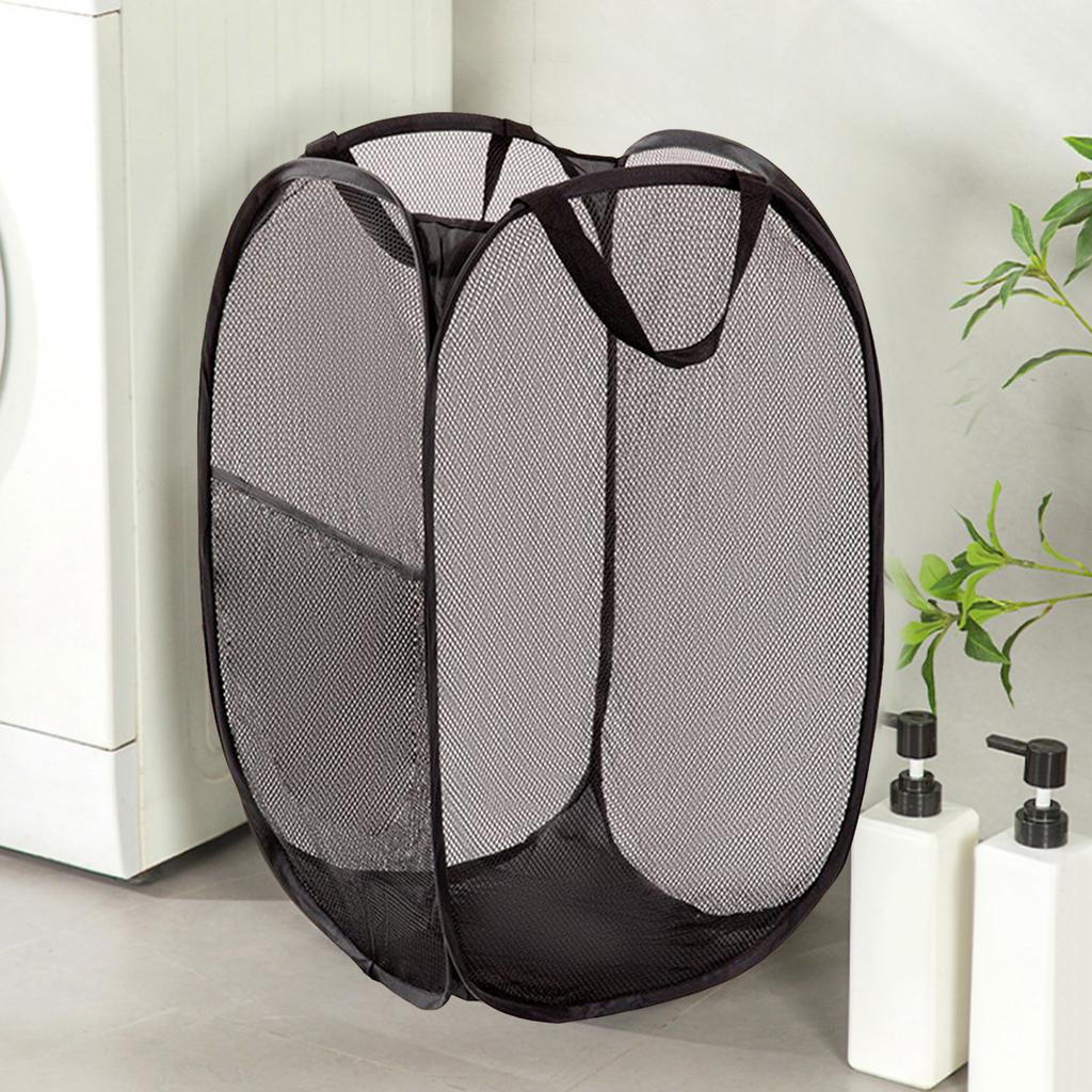 Mesh Up Laundry Hamper Clothes Collapsible Hamper For Laundry Foldable Hamper For Travel Light Bulb Storage Organizer Containers