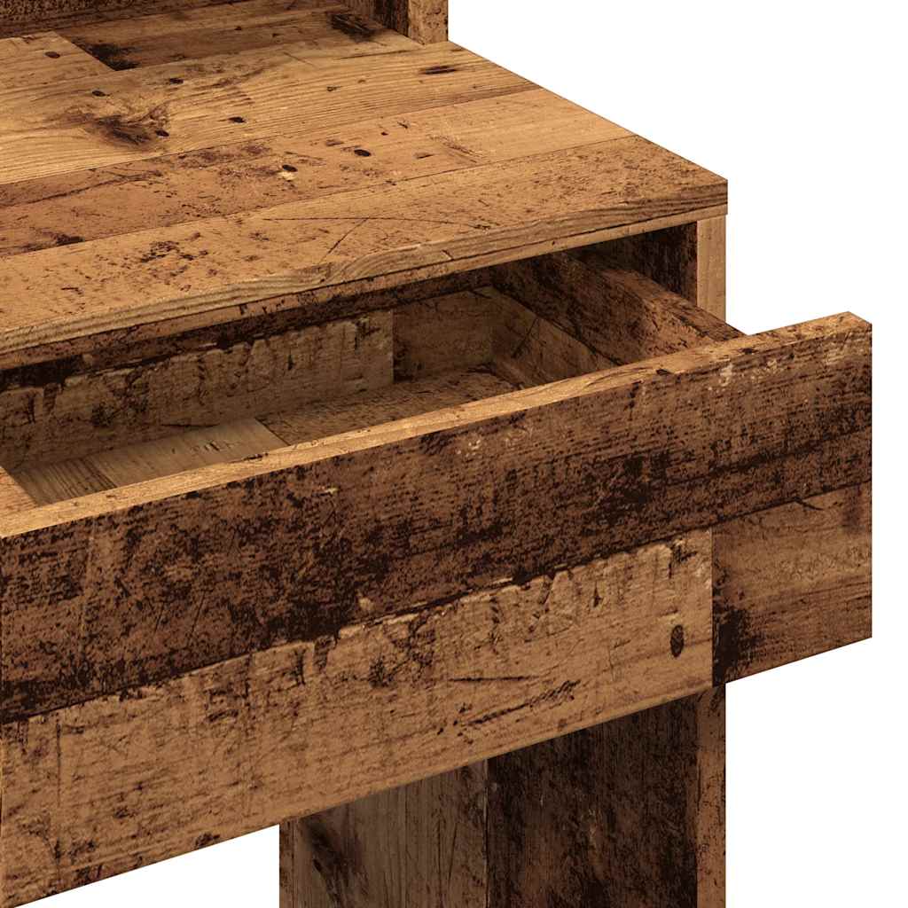 Makeup Table with LED Lights Rustic Wood Look 74.5 x 40 x 141 cm