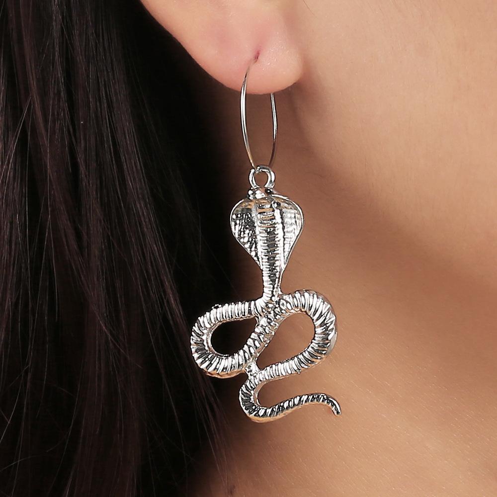 

Personality Twisted Geometric Hip-Hop Earrings Female, Exaggerated Snake-Shaped Fashion Relief Long Stud Earrings