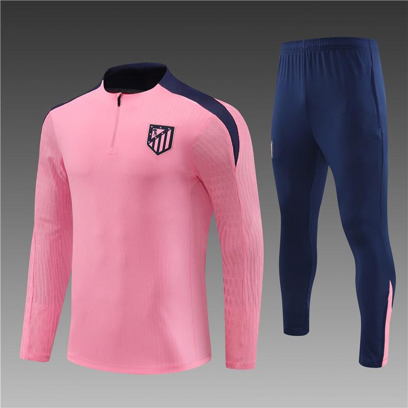 Atletico Madrid Football Suit, Long-Sleeved Half-Pull Warm-Up Before Autumn And Winter Games, Children'S Summer Short-Sleeved Training Suit