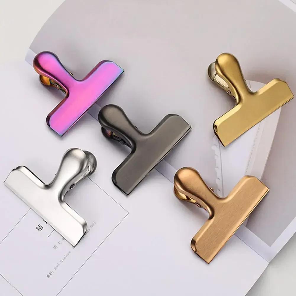 2PCS Stainless Steel Bag Clips Large Metal Air Tight Sealing Clip Durable Paper Bag Clip Coffee Food Bread Bags Kitchen Storage