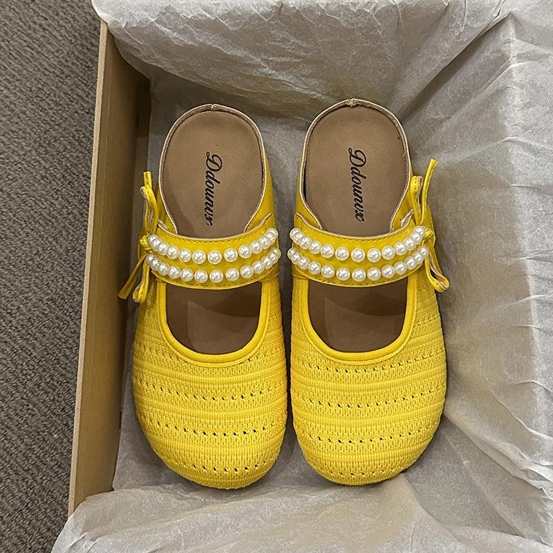 Thick-soled 2025 one-pedal cool slippers new summer Mary Jane women's half slippers outer bag head