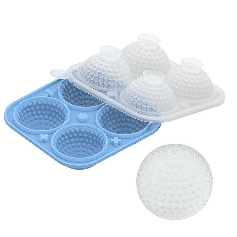 Bac à Glaçons Forme de Golf 4 Glaçons Sphériques Moule à Glaçons Sphériques pour Whisky Bac à Glaçons Sphériques avec Entonnoir Plateau en Silicone