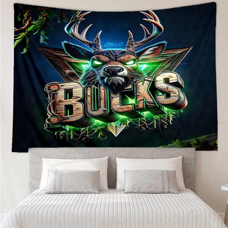 Bucks Team Logo Quick-Dry Tapestry Hanging for Bedroom,Livingroom, Playroom,Decor Art Room Wall Tapestry Holiday and Birthday Gifts