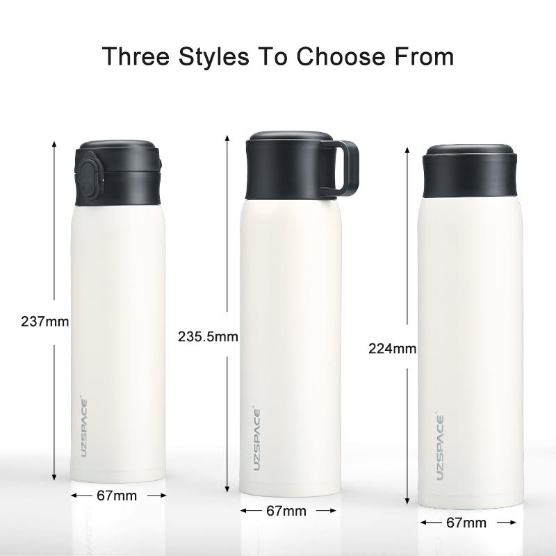 UZSPACE 500ml Vacuum Flask Stainless Steel Business Portable Leakproof Simple Shaker Drink Water Bottle Car Tea Cup