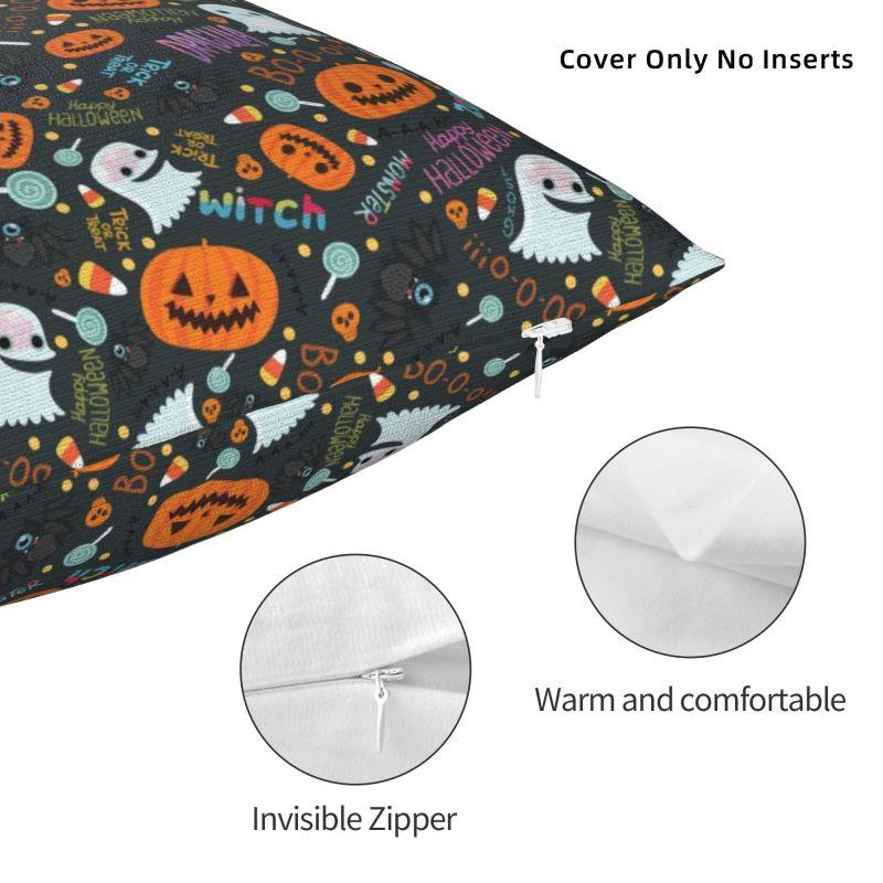 Custom Halloween Pumpkin Witch Skull Pattern Pillowcase Luxury Cushion Cover Car Pillowcase