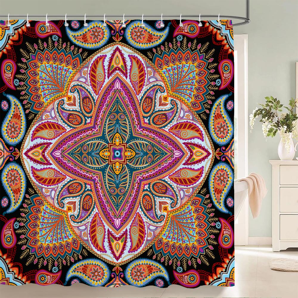 3D Printing Indian Boho Shower Curtain Bathroom Curtains With Hooks Bohemian Mandala Waterproof Fabric Bathtub Decor Screen