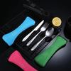 3 Stück Edelstahl Western Stil Steakmesser Gabel Löffel Geschirr Tragbar Outdoor Reisetasche Geschirrset Kreative Geschenke