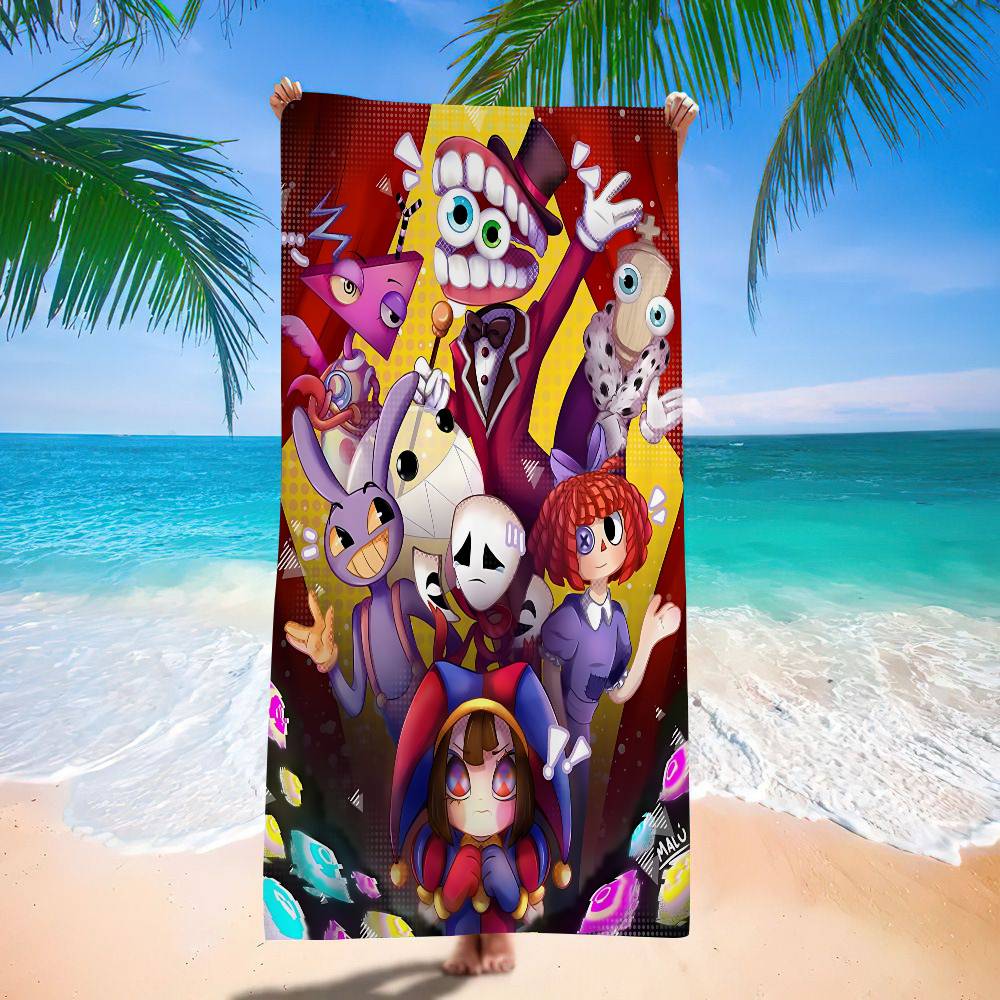 Animation A-Amazing D-Digital Circus Microfiber Printed Beach Towel Mountain Climbing Yoga Beach Soft Towel