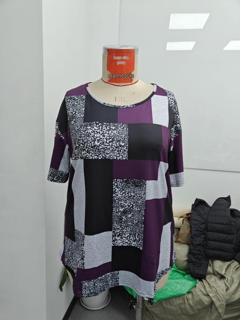 2026 Plus Size Women's Printed Round Neck Casual Top T-Shirt