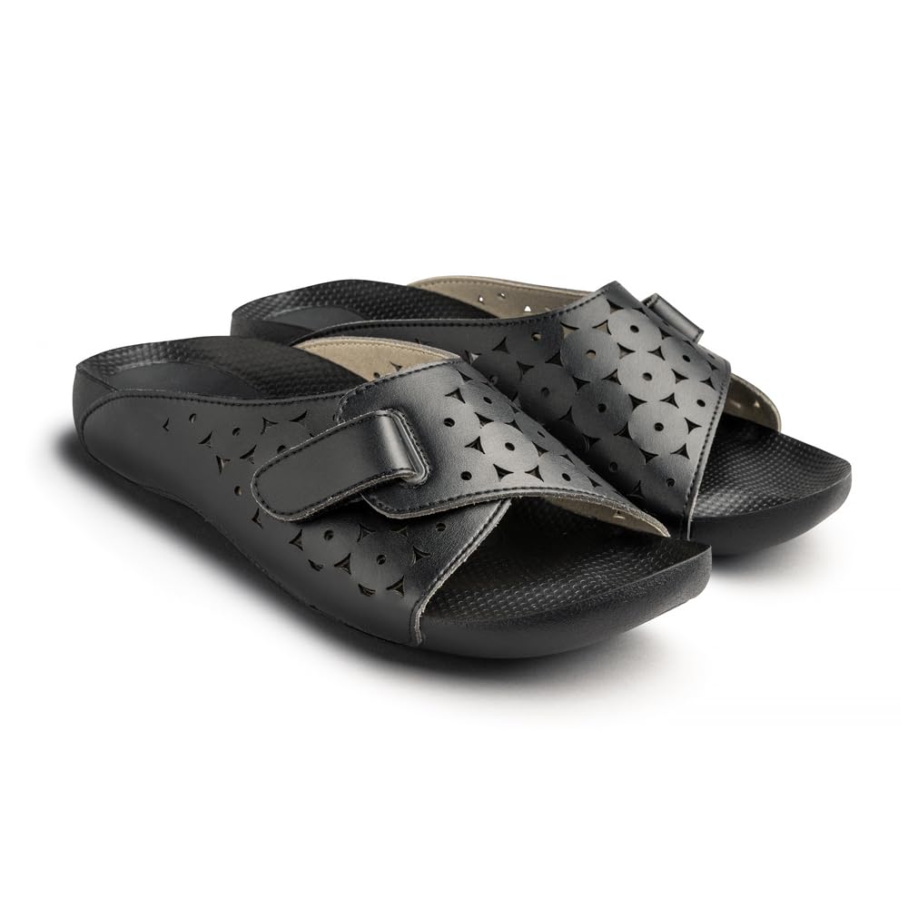 AKAISHI Official Arch Fitter 603 Sofa Room Shoes for Men and Also Helps with Plantar Fasciitis (L 24.0-24.5cm Black) Slippers, Women,