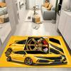 Golden Yellow JDM Sport Car Comic Panel Print Area Rug Non‑Slip Rectangular Floor Mat Tuned Auto Decor for Gaming Bedroom Living Room