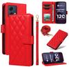 For Motorola Moto G84 5G Case Wallet Rhombus Leather Phone Cover with Shoulder Strap,Wrist Strap