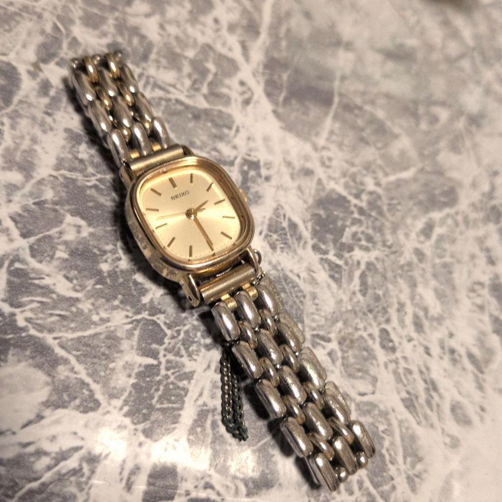 SEIKO Dress Working/New Battery Ladies' Watch, Gold, Square, Two-Tone Color