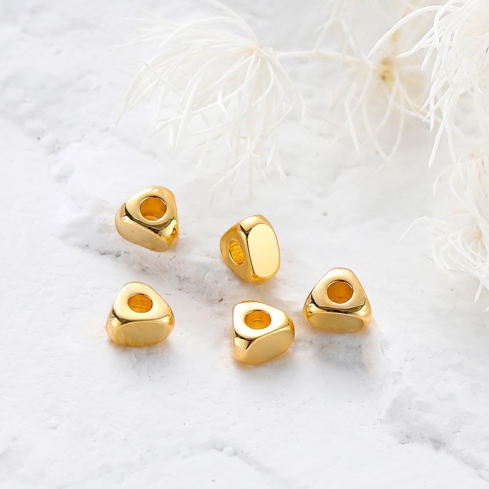 30/50pcs 14K 18K Gold Color Plated Brass Hole 1.5mm Triangle Beads Spacer Beads Bracelet Diy Jewelry Accessories