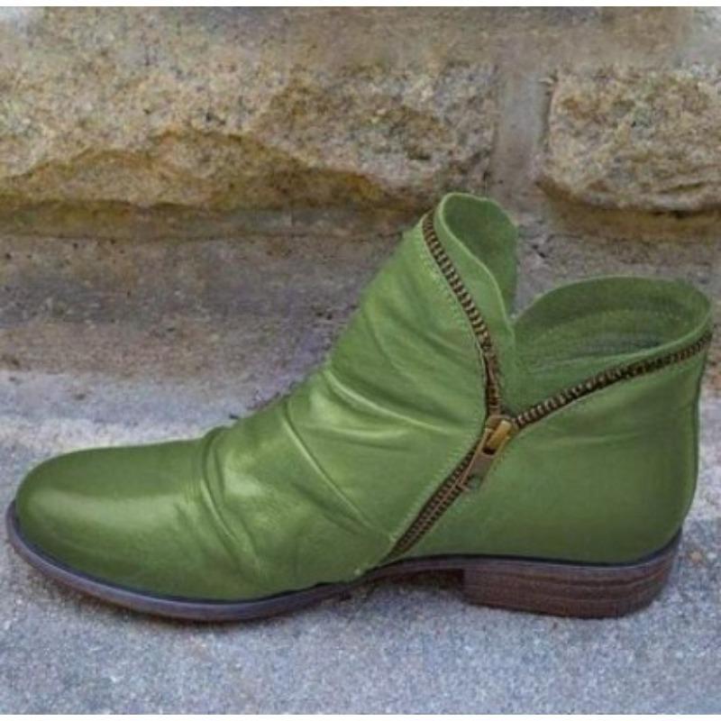 New Women's Shoes for Autumn and Winter: Thick-heeled Double-sided Zipper Ankle Boots for Women
