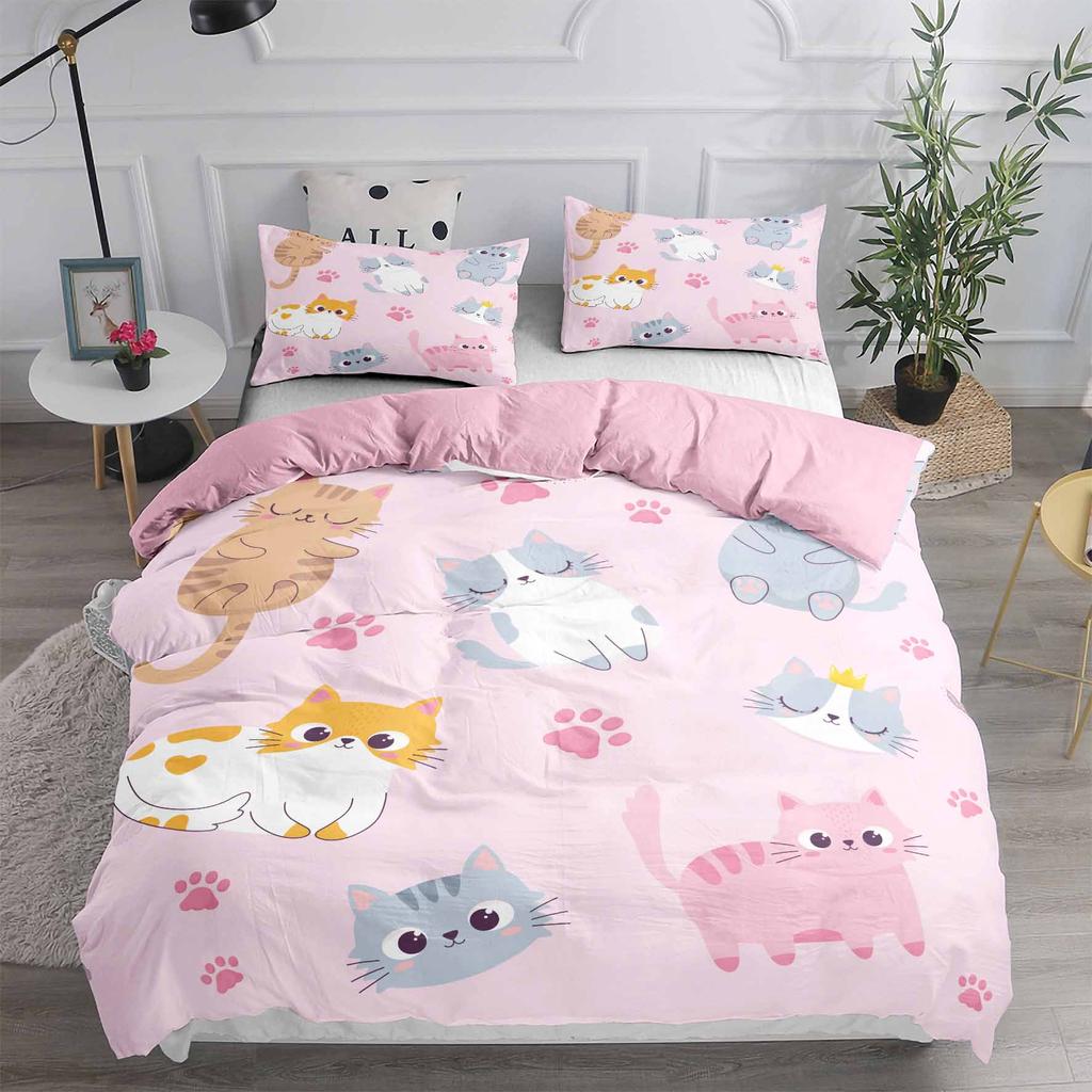 Cartoon Cat Bedding Set Adults Winter Duvet Cover Sets Kids,twin Full Queen King Bedroom Set Home Textile Housse De Couette