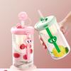 Cute Large Capacity Flower Tea Cup Cartoon Glass Cup Beverage Brewing Cup Office Home Portable Dual Drinking Cup