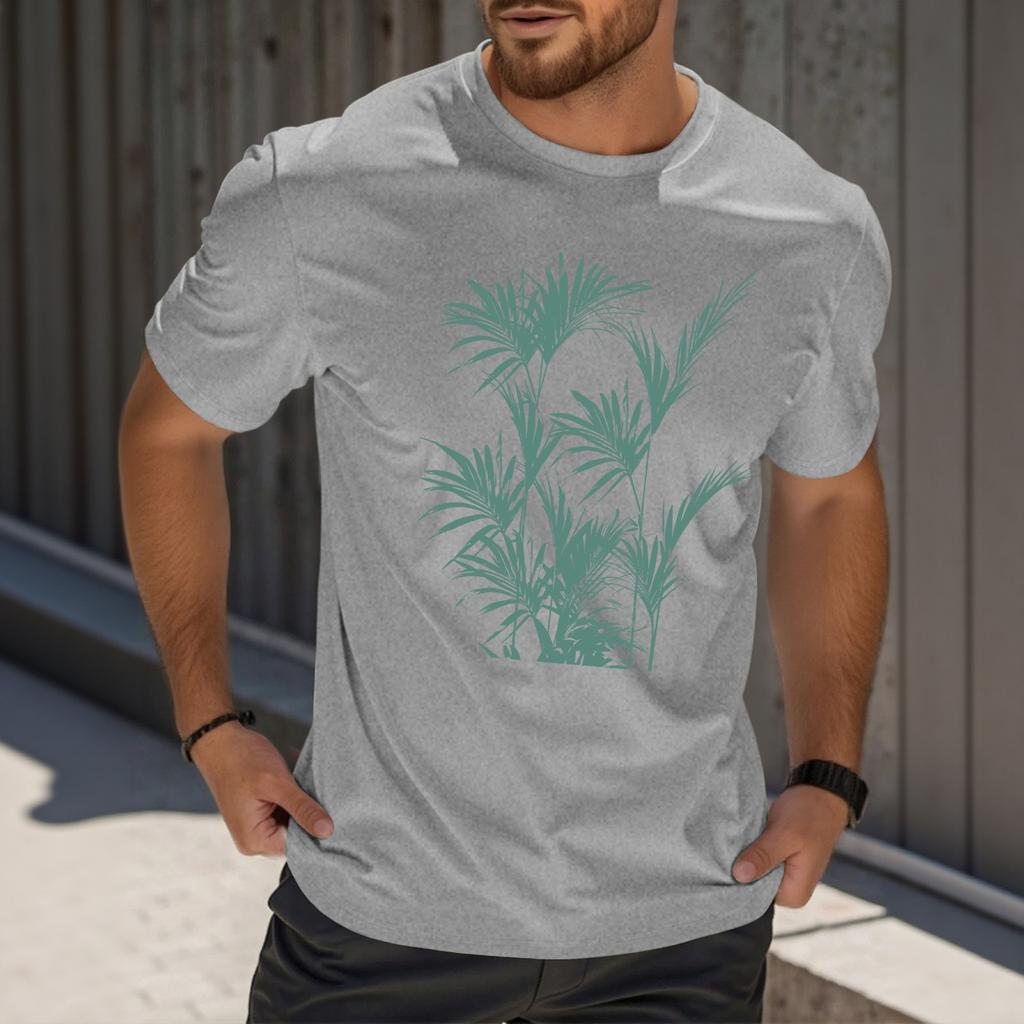 Men's Fashion Printed Round Neck Straight Shoulder Short Sleeve T-Shirt Top