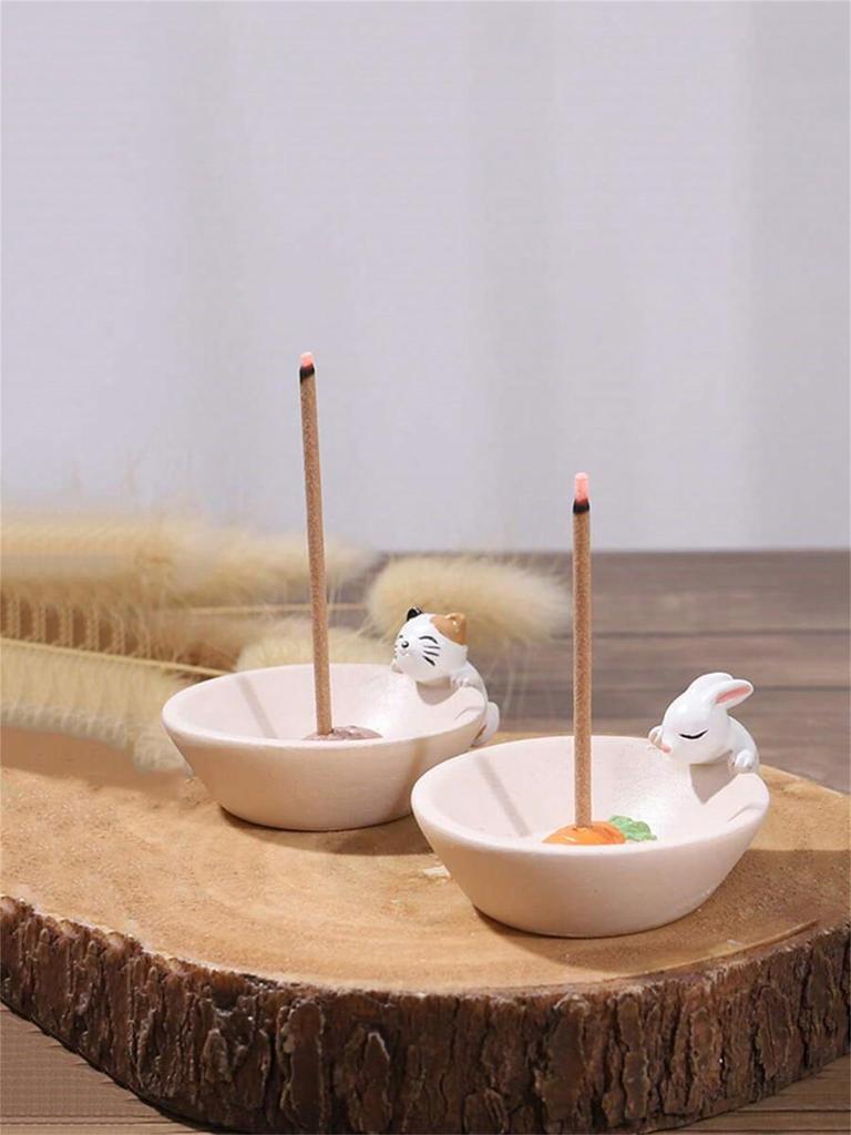1pc White Japanese Style Creative Incense Holder With Plastic Base