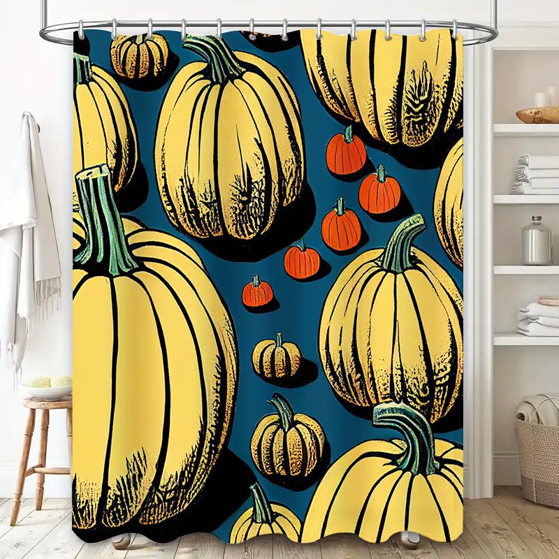 Tuniu Pumpkin Pattern Shower Curtain Unique Fall Halloween Decorative Bathroom Curtain For Home Decor